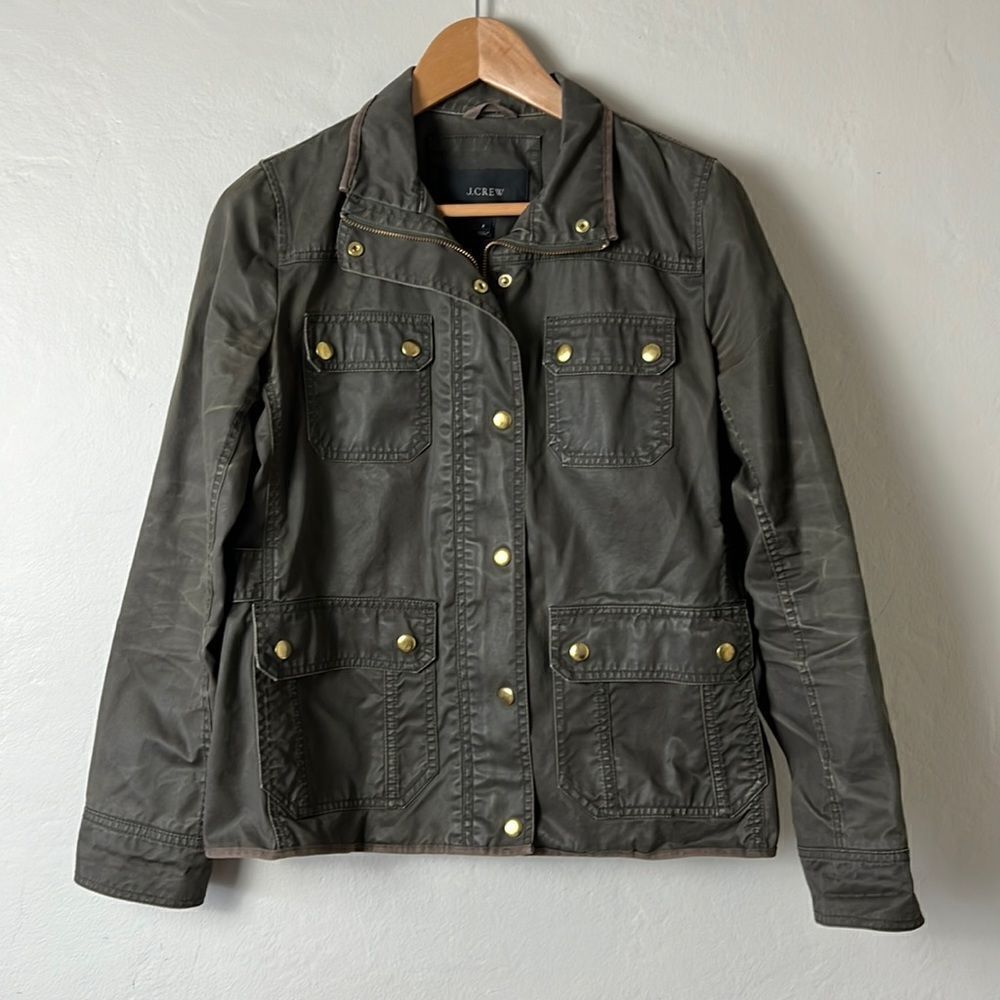J Crew Resin-Coated Twill Field Jacket